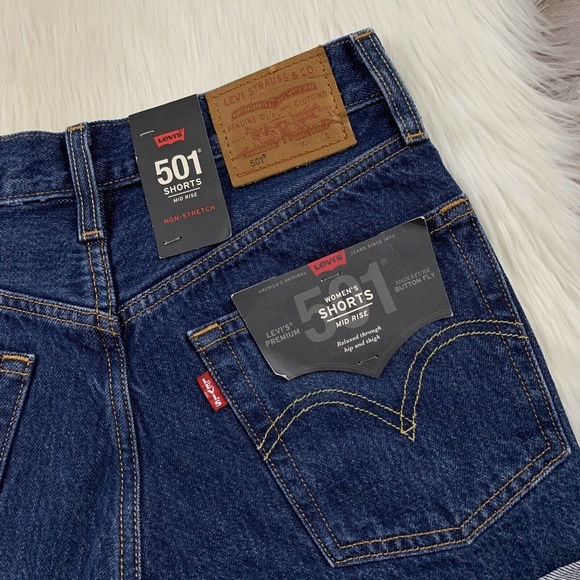 Levi's Size 24 Blue Clue 501 Mid Rise Long Denim‎ Jean Shorts - Picture 6 of 8